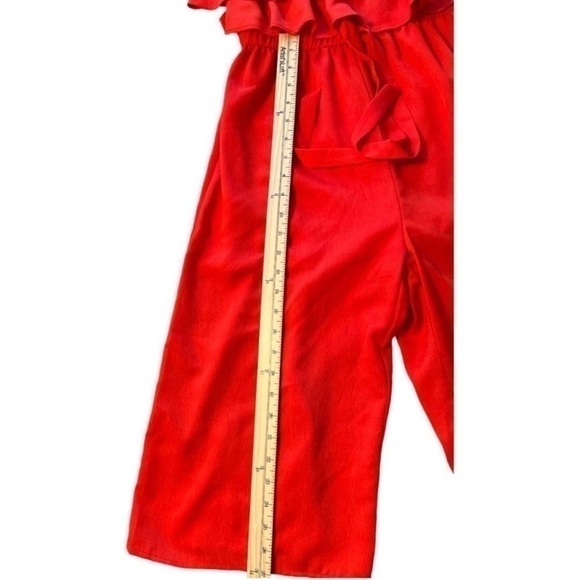 One Clothing Los Angeles Red Dressy Cami Tiered Midi Jumpsuit w/Tie Front  Sz S - Picture 6 of 6